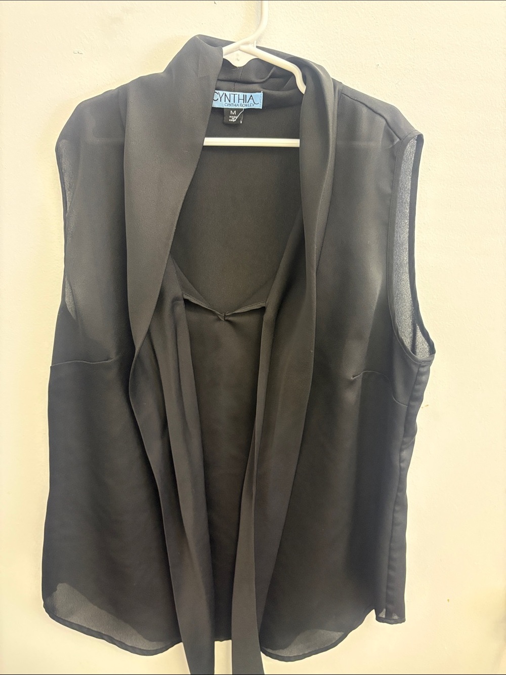 Cynthia Rowley Black Sleeveless Draped Chiffon Top